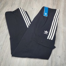 Adidas Originals 3 Stripe Cargo Pants Black Mens Size M New HR3364