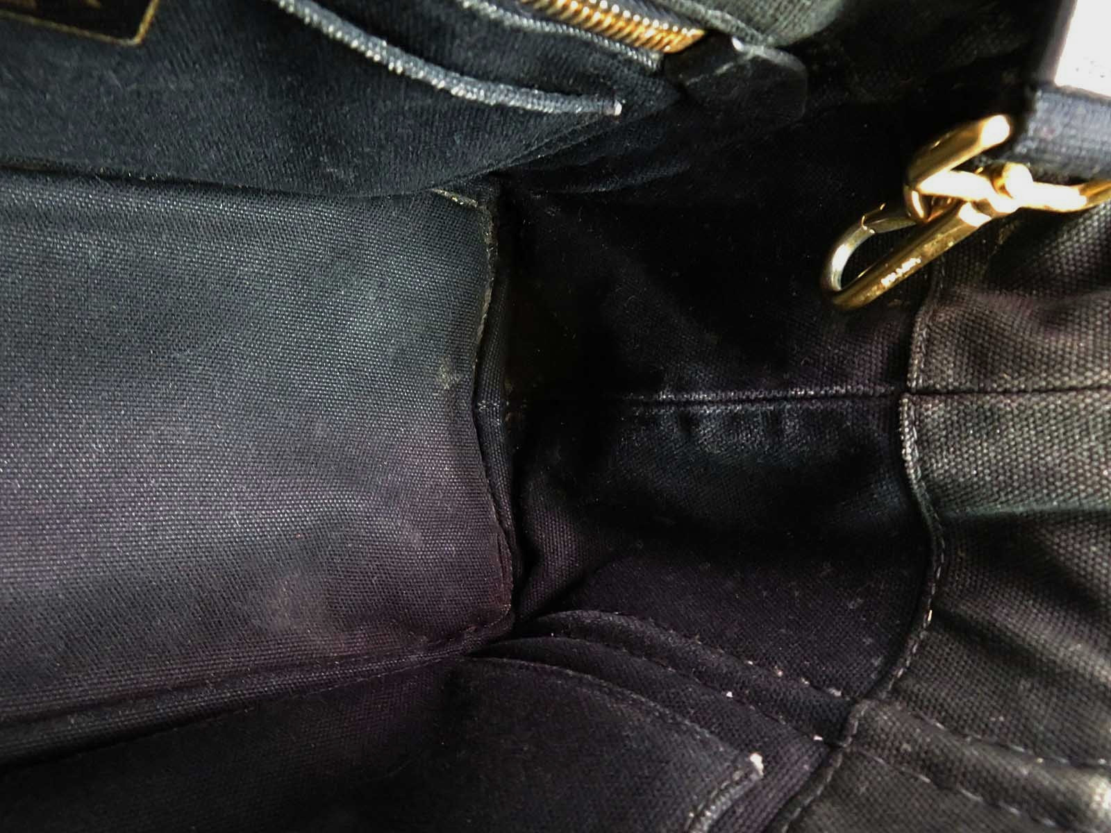 Auth PRADA Canapa Black Canvas 2-Way Shopping Hand Shoulder Bag Purse #62736 thumbnail 15