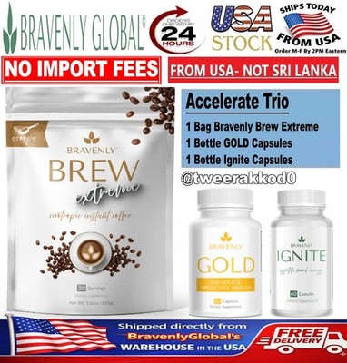 Bravenly Brew Extreme + GOLD + IGNITE Energy Burn Focus Coffee Combo NEW SALE 