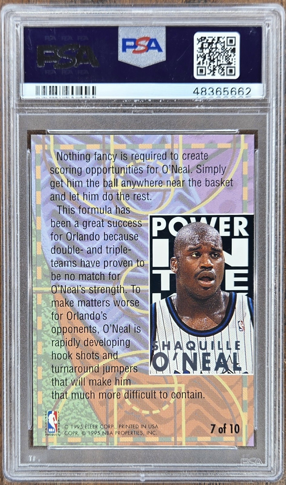 1994 ULTRA POWER IN THE KEY #7 SHAQUILLE O'NEAL POWER IN THE KEY PSA 9 view 2