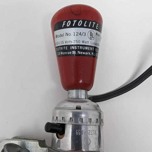 Vintage Fotolite 124/3 Fotolampe 250 Watt roter Holzgriff Testrite - Bild 2 von 8
