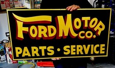 18x36 Painted Black Ford Motor Company Parts Service Car Truck Shop Art Decor