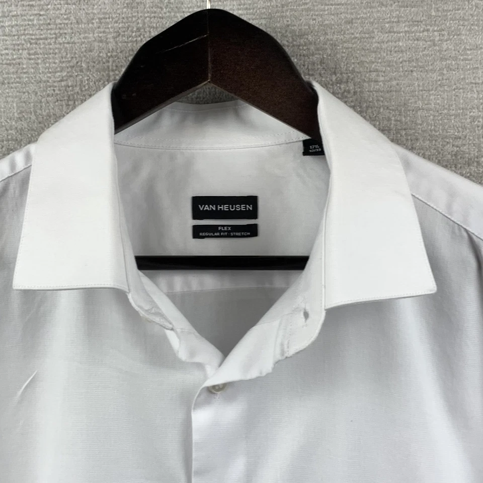Van Heusen Shirt Mens XL 17.5 32/33 White Flex Regular Fit Stretch Button Up Dad - Image 4 of 4