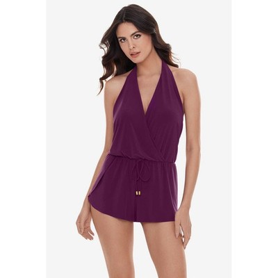 Magicsuit by Miraclesuit Purple Bianca Halter Romper Swimsuit Cover-Up Jam 8