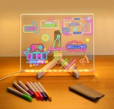 LED Drawing Board LED Light Up Whiteboard with 7 Colors 11x 7Acrylic Glow Board