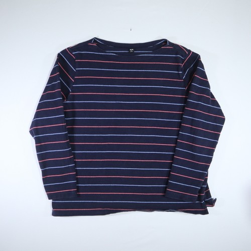 Uniqlo, Uniqlo Striped Long Sleeve Shirt Womens XL Navy Pink Good Nautical Y2K Tee