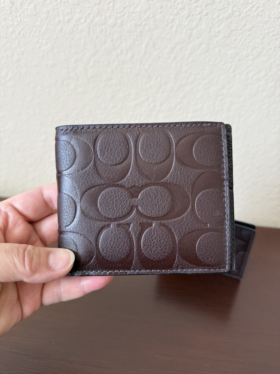 Coach Mens 3 In 1 Wallet In Signature Leather F74992 Mahogany | eBay