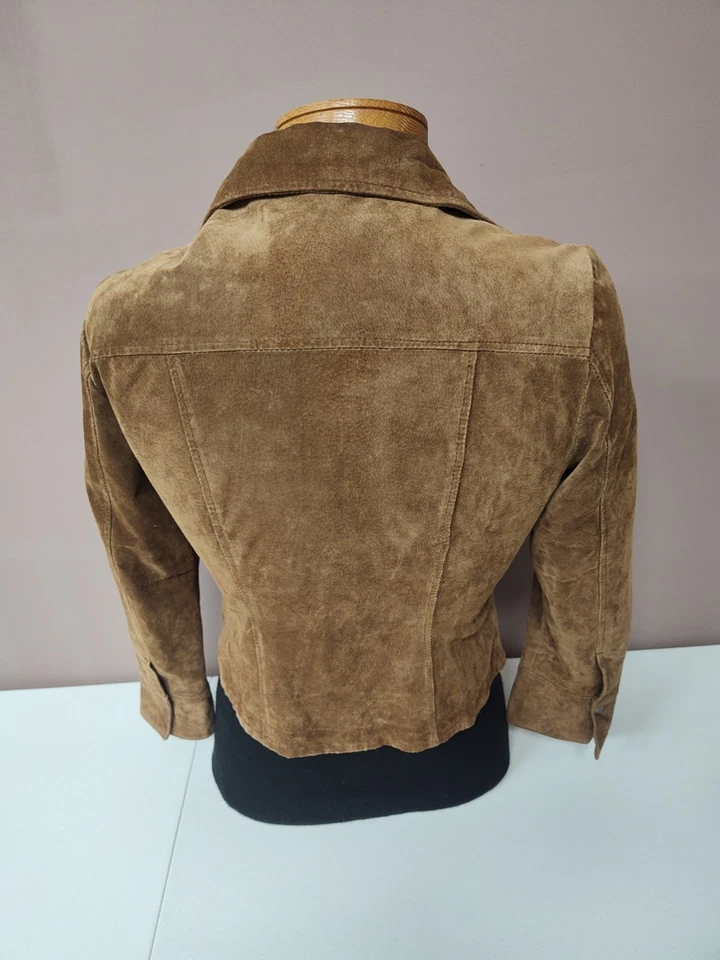 Christopher & банки замши кожаный блейзер куртка женщин P/M Sz кнопка коричневый - Изображение 4 из 4