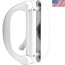 Patio Door Handle Pull Lock White Diecast L Shaped 11.5 Inch