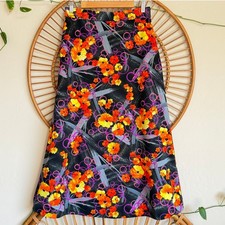 Vintage Day Glow Abstract Floral Maxi Skirt A-Line 1970s Tiki
