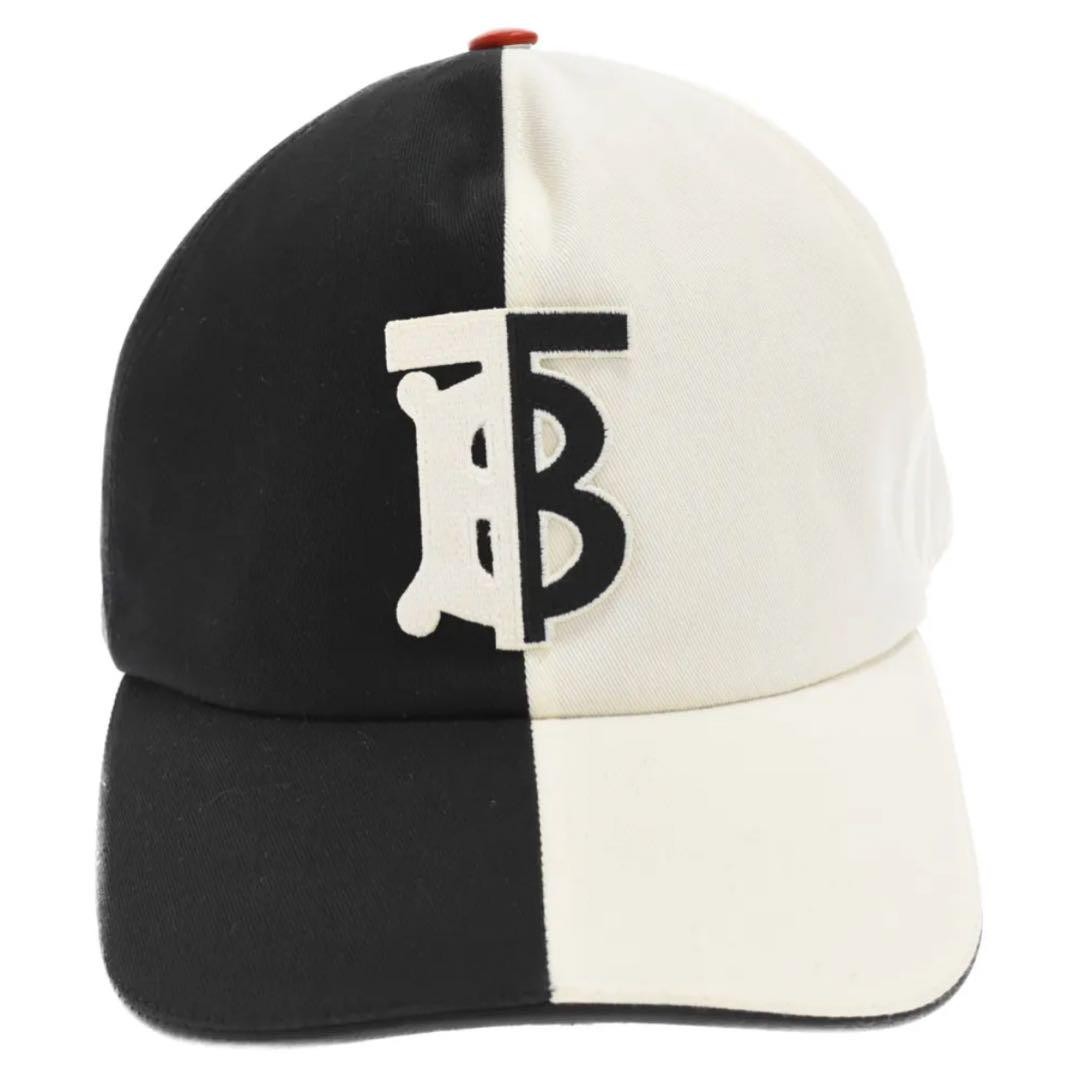 Burberry TB Logo Cap Black & White Vtg Burberry TB Logo Cotton Unisex Black Baseball Cap Hat  main image 4