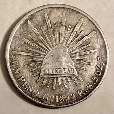 1898 GO RS Mexico Silver One Peso