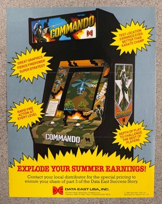 Commando Original Video Arcade Flyer | 1985 Data East | Very Good Condition