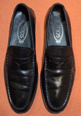 Tod's Black Leather Gommino Driving Men's Loafers Size 8.5 US