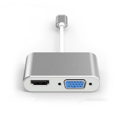 USB3.1 Typ-C bis VGA Typ-C bis VGA 2 in 1 Adapter (Silber)