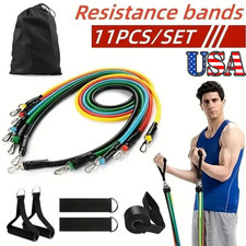 11PCS Fitness Resistance Bands Set   Elastic Tension Ropes for Home Gym