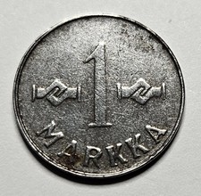 1952 Finland 1 One Markka - Finnish Coin - Iron - World Coin - Europe
