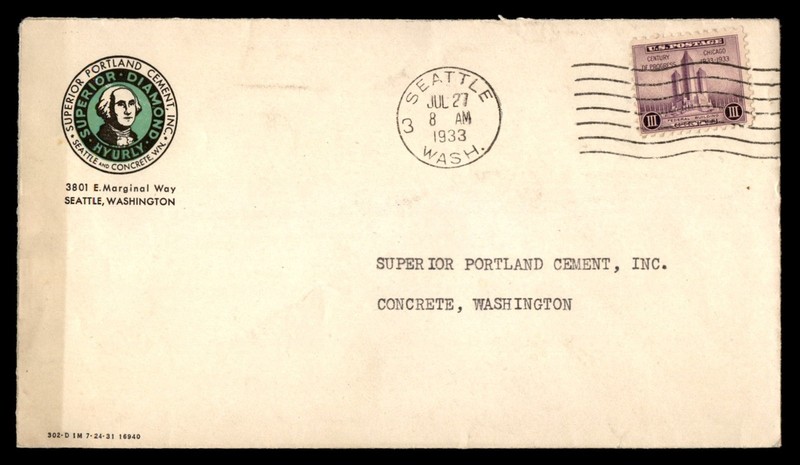 Mayfairstamps US 1933 Washington Seattle to Concrete Cover cca_24889
