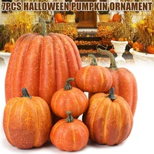 7pcs Artificial Pumpkins Simulation Fake Model Fall Thanksgiving Halloween Decor