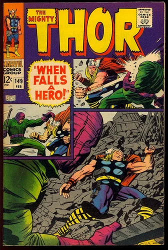 Thor #149 Nice Unrestored Silver Age Superhero Vintage Marvel Comic 1968 FN-