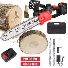12" Cordless Chainsaw 21V Brushless Electric Handheld Chain Saw w/Battery&Charge