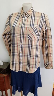 BURBERRY CAMICIA UNISEX CHECK Button Down Baumwolle Langarm Größe 42