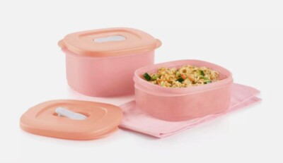 Tupperware CrystalWave Microwave PLUS Mini Rectangular Container Set of 2 New