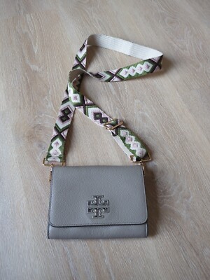 TORY BURCH BRITTEN CHAIN WALLET CROSSBODY FRENCH GRAY | eBay