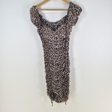 Tiger mist womens bodycon dress size S beige leopard stretch short sleeve 110203