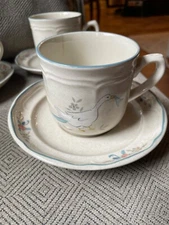 VTG International China MARMALADE Goose Stoneware Cup And Saucer 4 Sets EUC