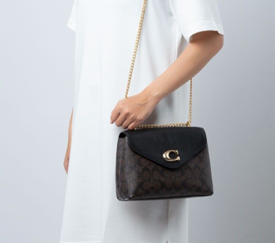 COACH C6784 TAMMIE SHOULDER BAG SIGNATURE CANVAS IN BROWN BLACK | eBay