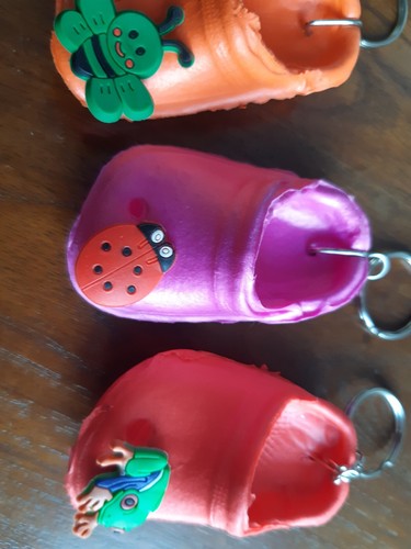 3 Different Small Plastic Clog/ Shoe Keyrings with charms on front - Picture 5 of 5