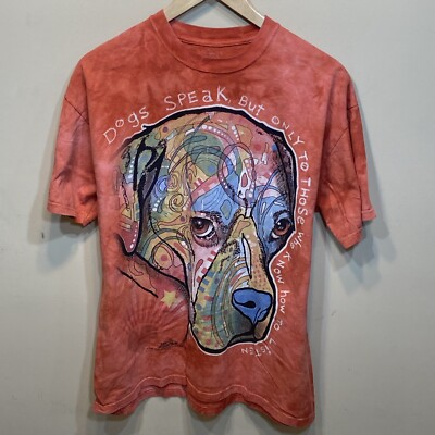 The Mountain Shirt Adult Red Tye Dye Animal Psychedelic L Dogs Speak But     A35