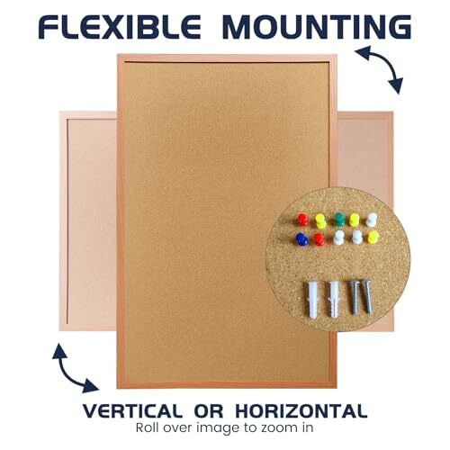 Cork Bulletin Board for Wall 24” x 18” Bulletin Board Cork Board Wall eBay