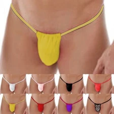 Men Liquid Stretch Sexy Thong Underwear See-through Mesh Cut G-Strings Panties