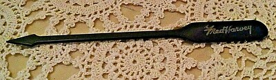 FRED HARVEY SWIZZLE STICK STIRRER BLACK GOLD PLASTIC VINTAGE STIR-IT USA BAR.
