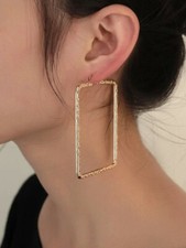 NEW Earrings Gold Large Square Hoop Fashion Boho