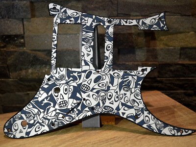 Custom Textured Blue 3 color Donnie Hunt Faces Pickguard IBANEZ JEM or RG550