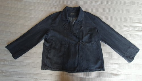 Giacca con colletto OSKA 50% cotone 50% lino look denim navy taglia 3 - Foto 10 di 10