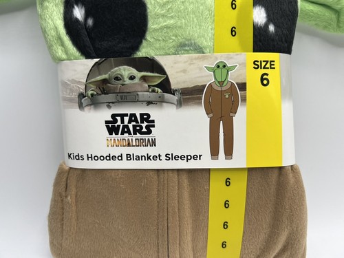 Kids Size 6 Star Wars The Mandalorian Hooded Blanket Sleeper One-Piece Pajamas - Picture 2 of 4