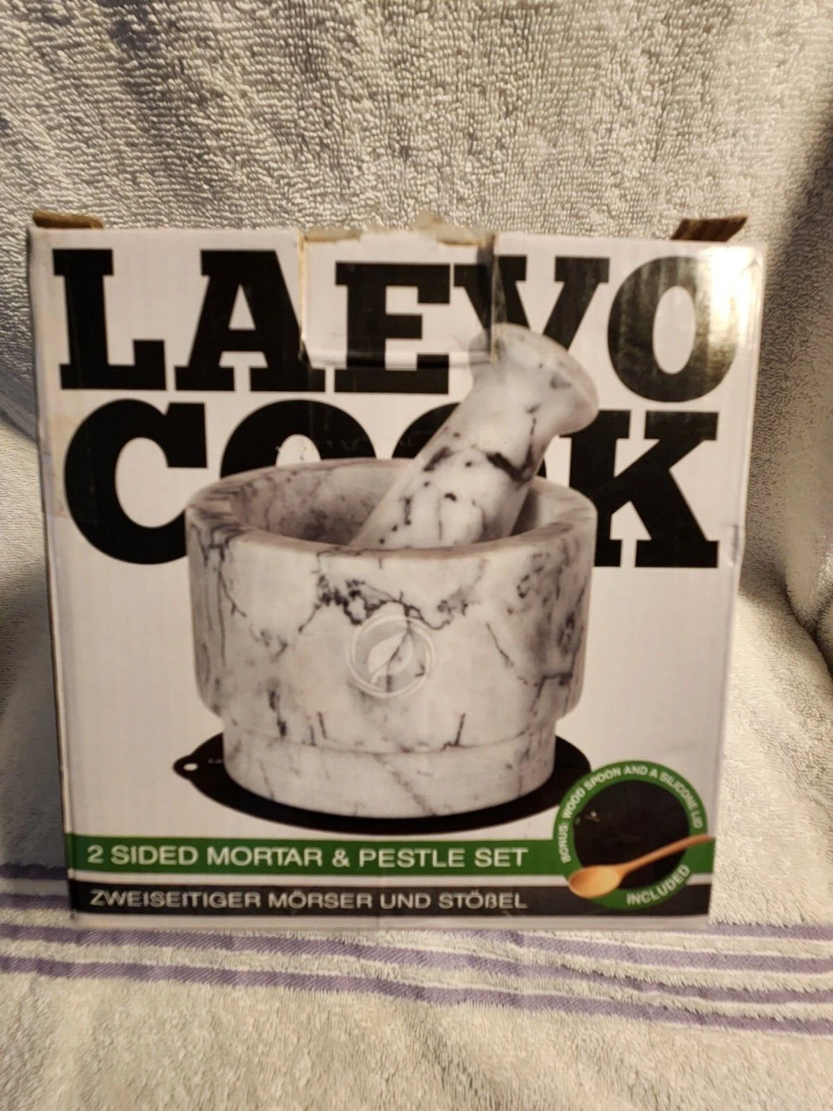 Laevo cook Mortar and Pestle Set Large | White Marble | 2 sided | *SEE PICS*