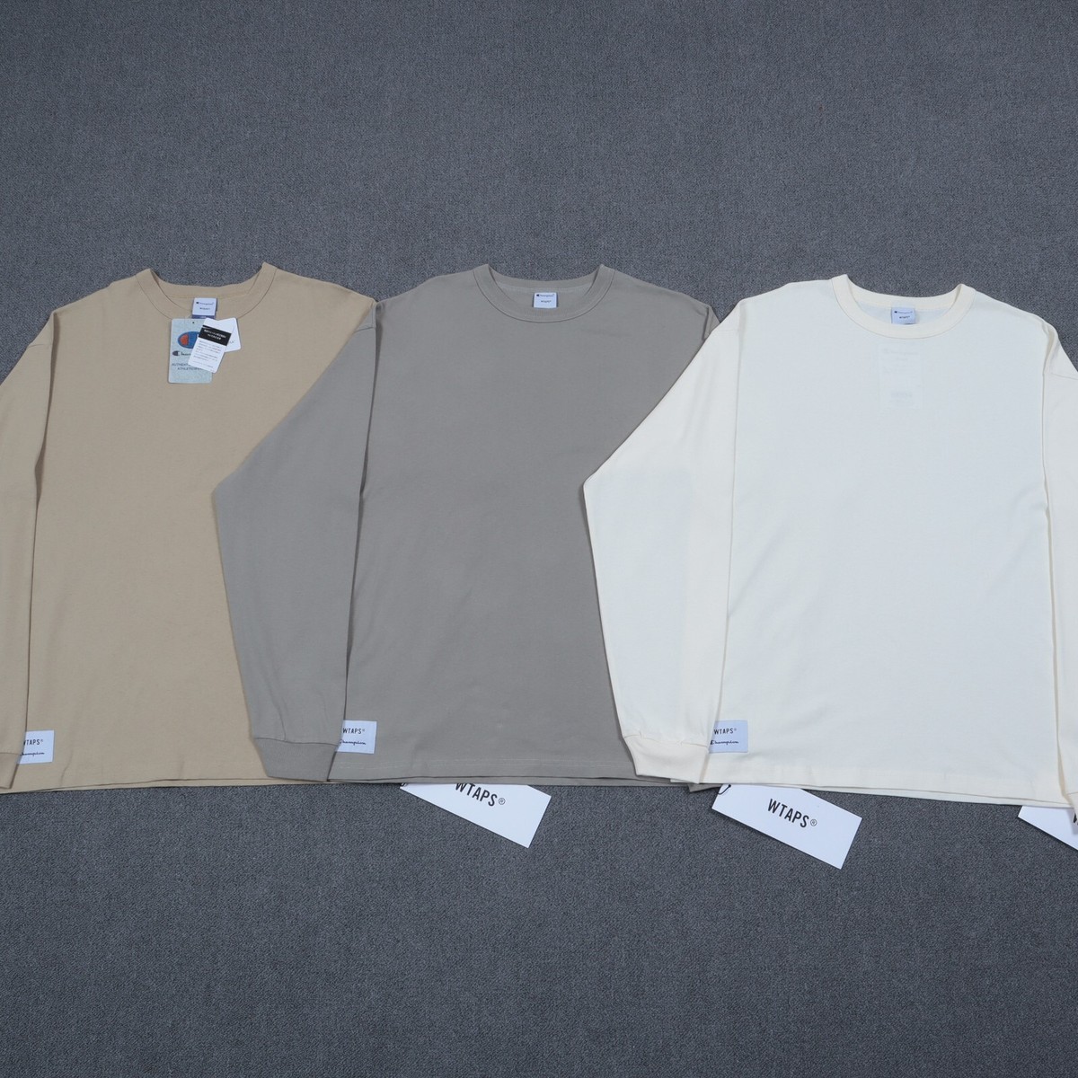 CHAMPION x WTAPS Cozy Basics Long Sleeve Shirt In Green/Cream 