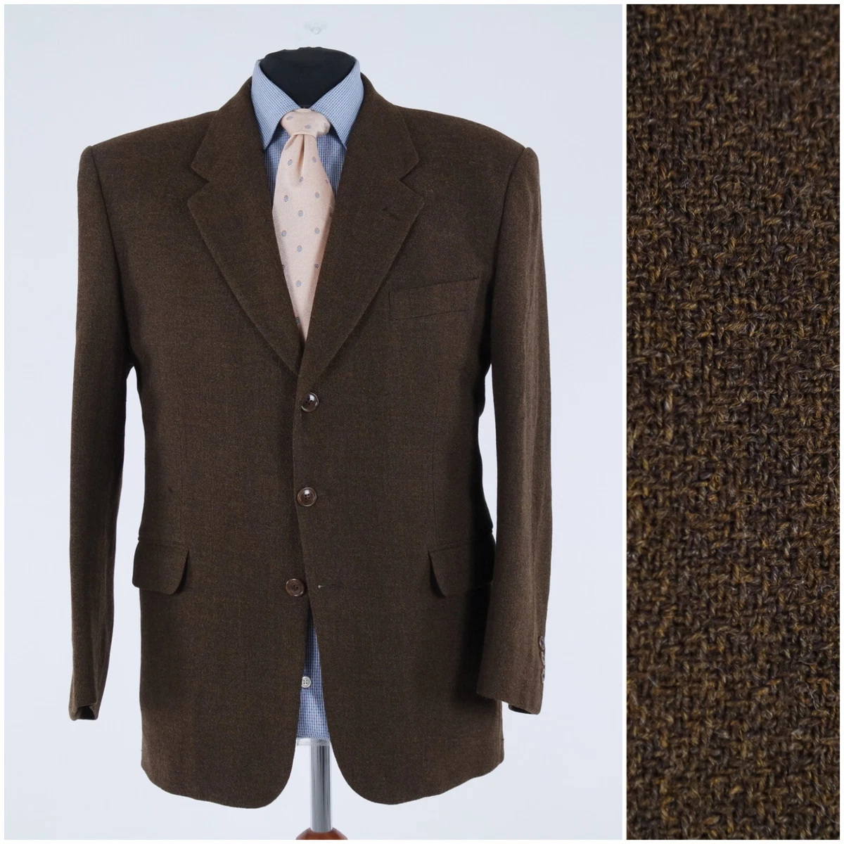 Mens Dark Brown Blazer 44S UK Size SANFLOBER Wool Sport Coat