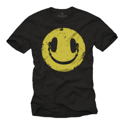 Cool Smile DJ Mens T-Shirt with HEADPHONES - Men Electro House Music Shirt