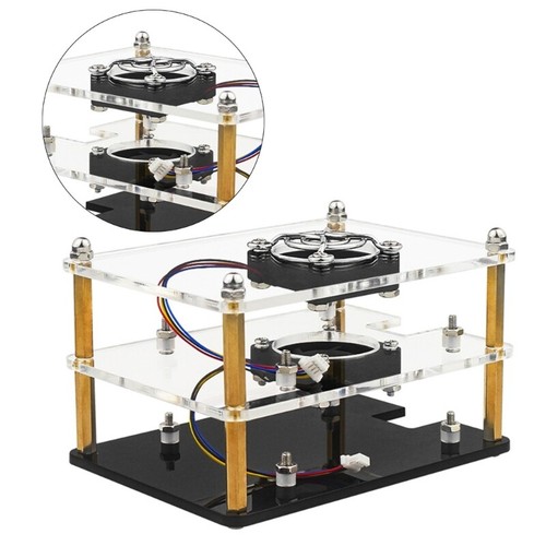 1/2Layer Clear Acrylic Protective Box Case Cover with Fan for Pi 5 - Afbeelding 4 van 10