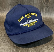 Vintage Made in USA Snapback Hat USS Arizona BB39 Pearl Harbor Hawaii