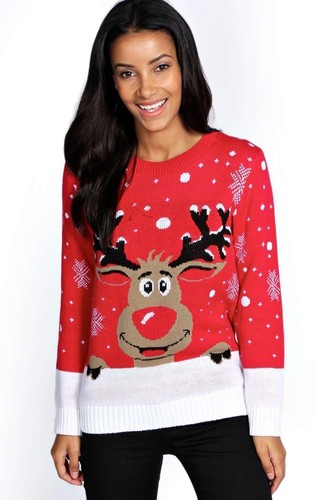 Womens Mens Ladies Unisex Xmas Christmas Jumpers Knitted Reindeer Retro 3D  LIGHT | eBay