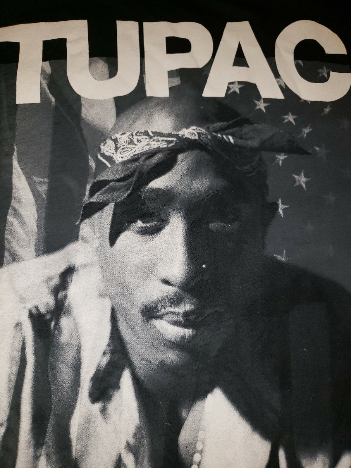 FILA MAGLIETTA TUPAC SHAKUR "FLAG" NERA NUOVA UFFICIALE ADULT RAP MUSIC DEATH ROW RECORDS