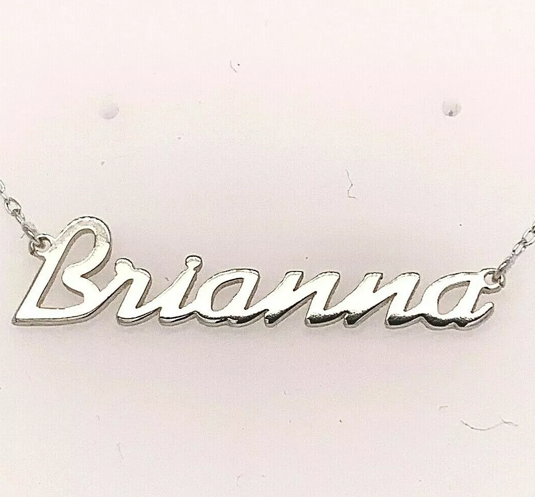 Brianna Name Plate Necklace Pendent Sterling Silver female