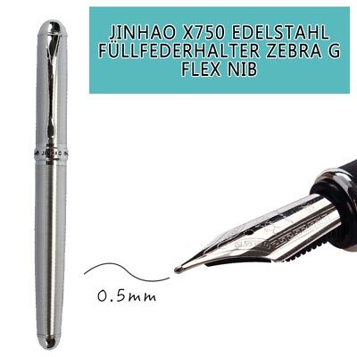 Jinhao X750 Stainless Steel Fountain Pen Fine Nib Calligraphy Gift Writing